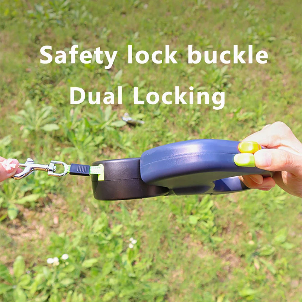 Retractable Dual Dog Leash with LED Light and Reflective Leads