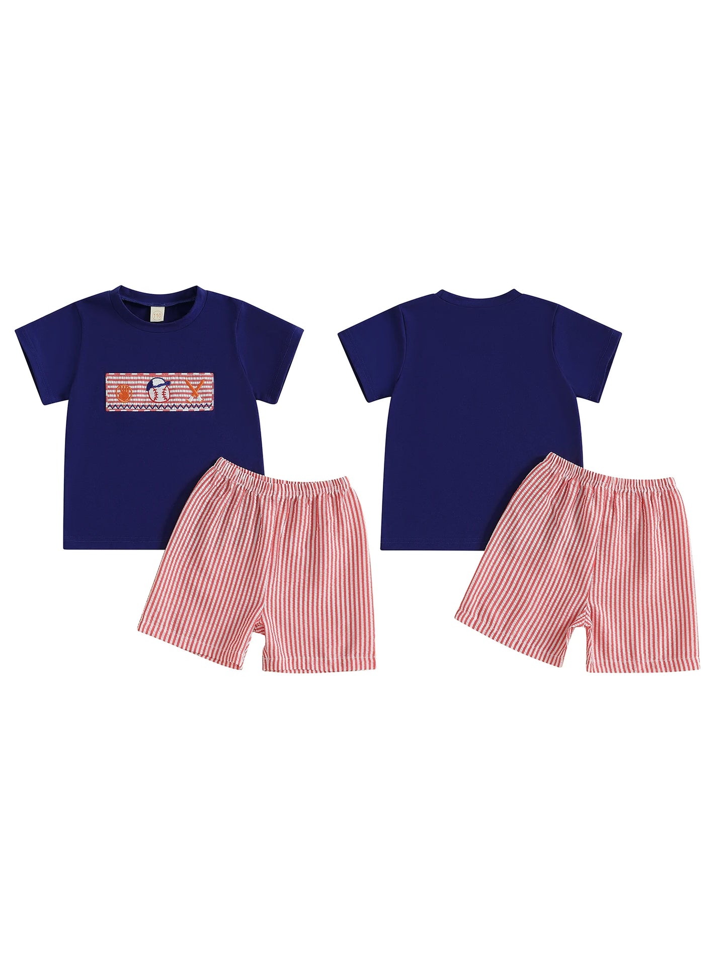 Toddler Boys Striped T-Shirt and Denim Shorts Outfit Set