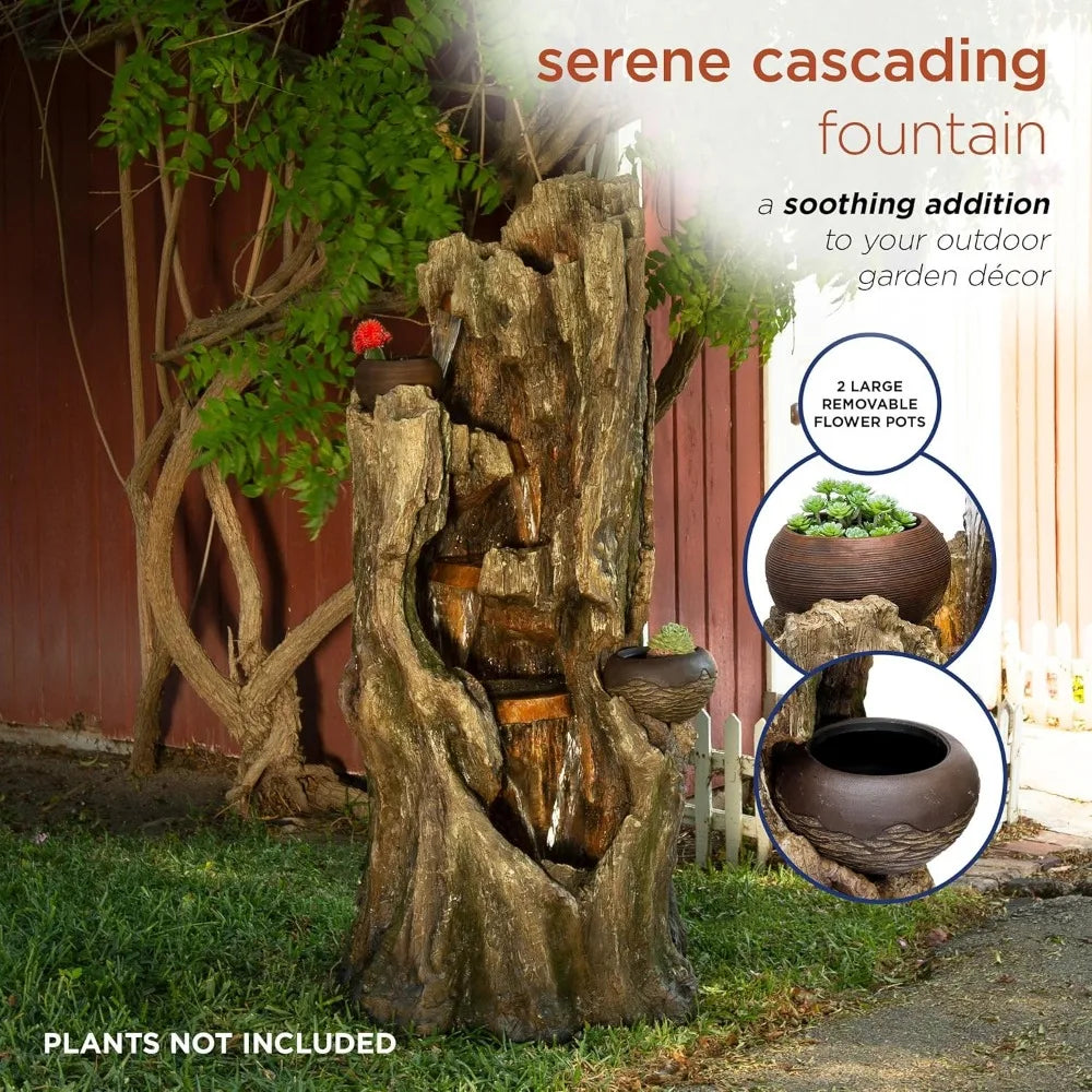 52 Inch LED Ground Fountain with Flower Pots for Garden