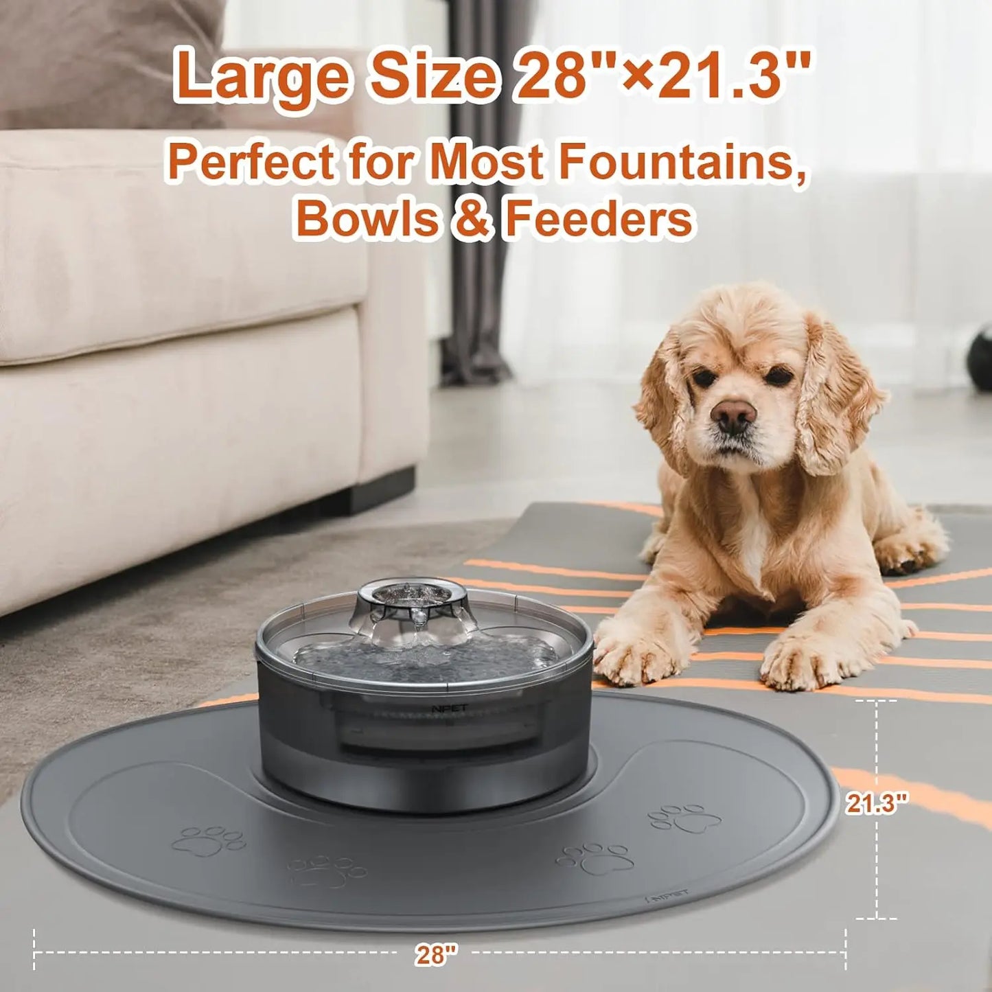 NPET Waterproof Silicone Dog Food Mat Slip Resistant 28 x 21