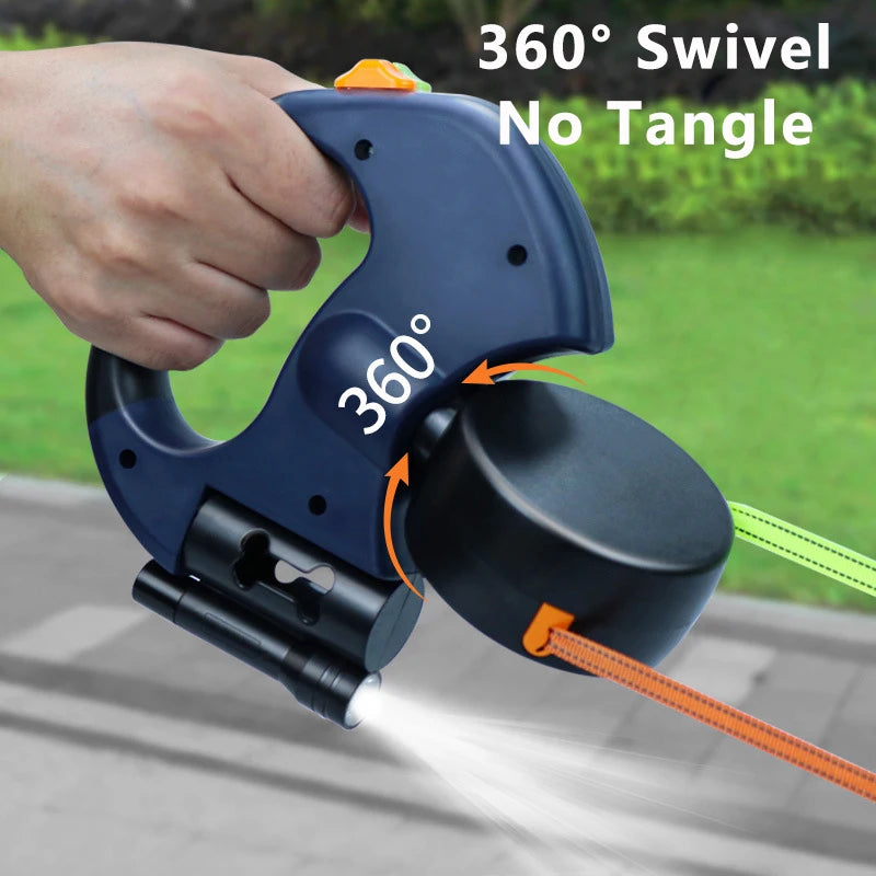 Retractable Dual Dog Leash with LED Light and Reflective Leads