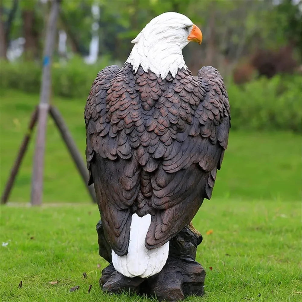 Hand-Painted Bald Eagle Statue for Garden Decor
